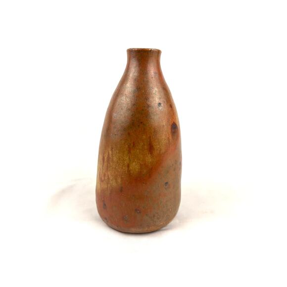 VTG Pottery Small Vase Handmade 6.25" Mini Brown Artist Signed 1980s - Picture 1 of 12